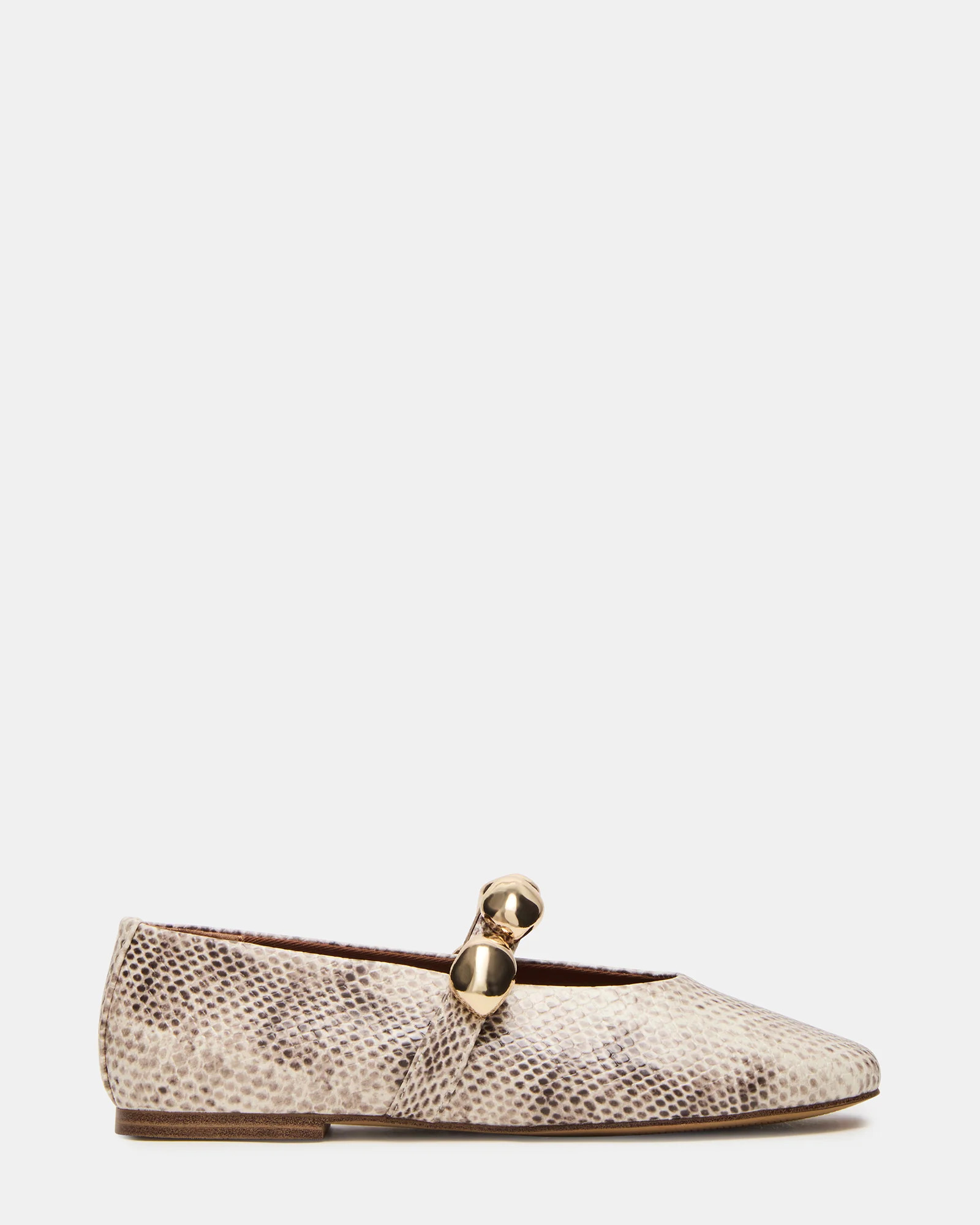 POPPIN Natural Snake Mary Jane Ballet Women's Flat | Steve Madden (US)