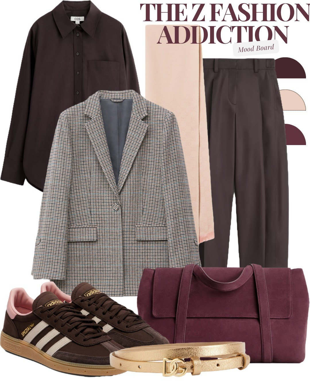 How to style brown, peach and bordeaux.#fashionblog #styleinspo #outfit #workwear #winterlook #office #whattowear #styleguide #adidas #sneaker #flatshoes #shawl #musthaves #accessories #belts

#LTKsale #LTKbag #LTKshoes