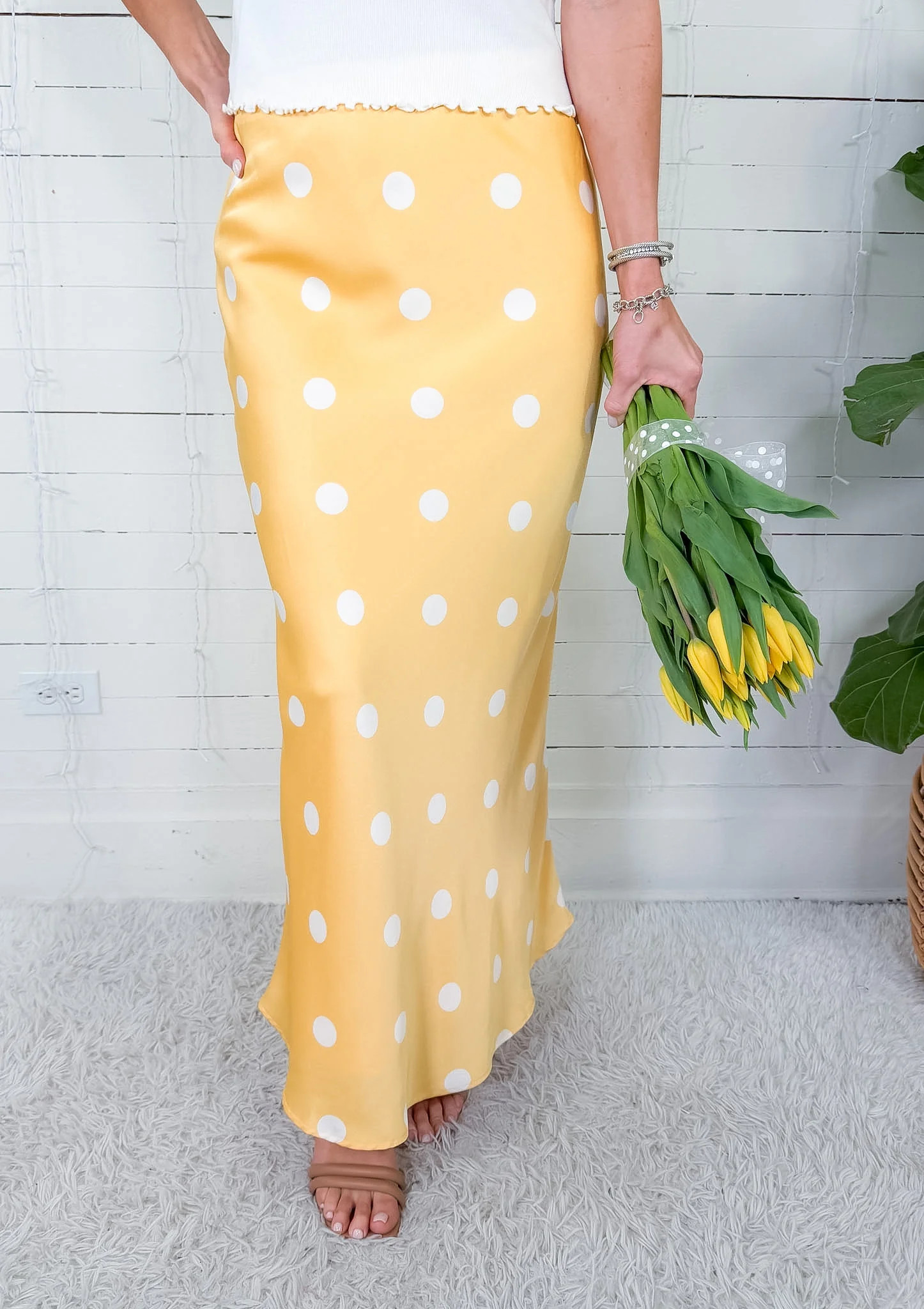 Edward Butter + White Polka Dot Slip Skirt | Clover and Bee | Clover + Bee