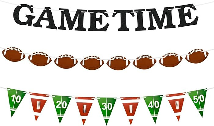 Football Party Decorations Football Banner - No DIY Pre-strung Game Time Banner on 8 ft Strands -... | Amazon (US)
