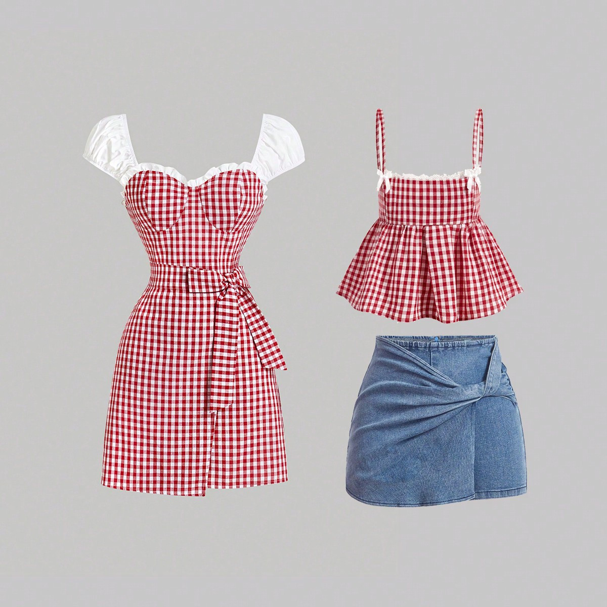 SHEIN MOD Spring Break Asymmetric Side Twist Front Denim Skort
     
      Details | SHEIN