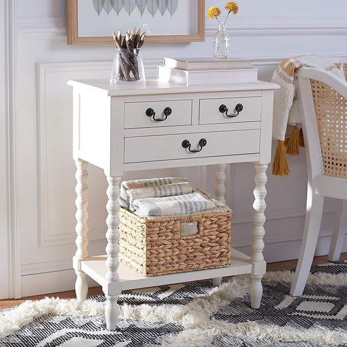 Safavieh Home Collection Athena Distressed White 3-Drawer Console Table, 0 | Amazon (US)