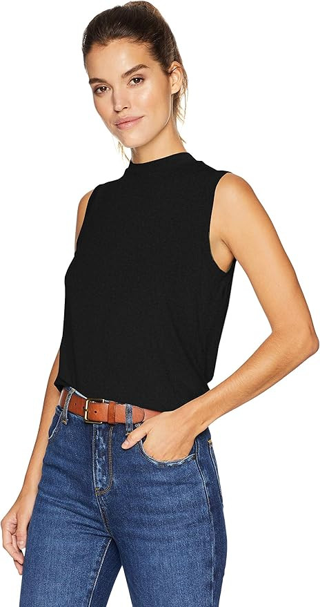 Amazon Brand - Daily Ritual Women's Relaxed Fit Jersey Sleeveless Mock-Neck Shirt | Amazon (US)