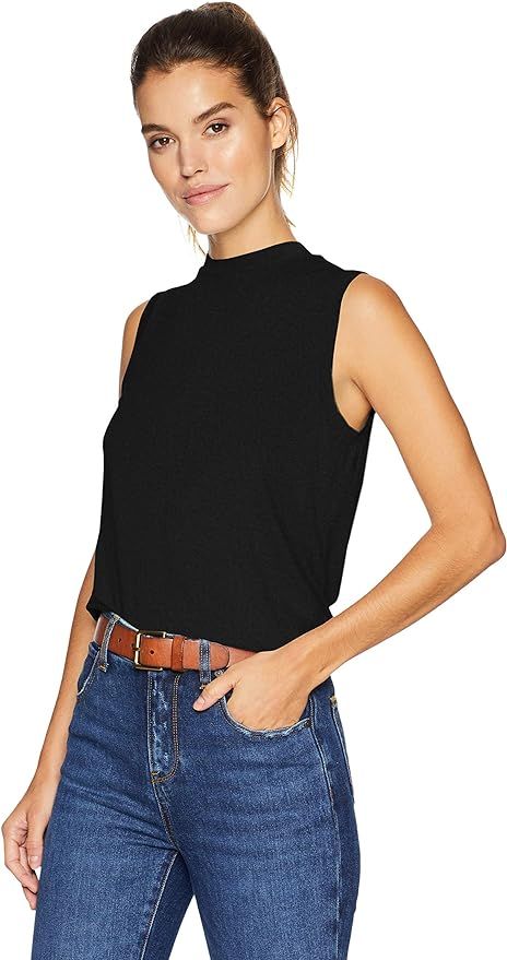 Amazon Brand - Daily Ritual Women's Relaxed Fit Jersey Sleeveless Mock-Neck Shirt | Amazon (US)