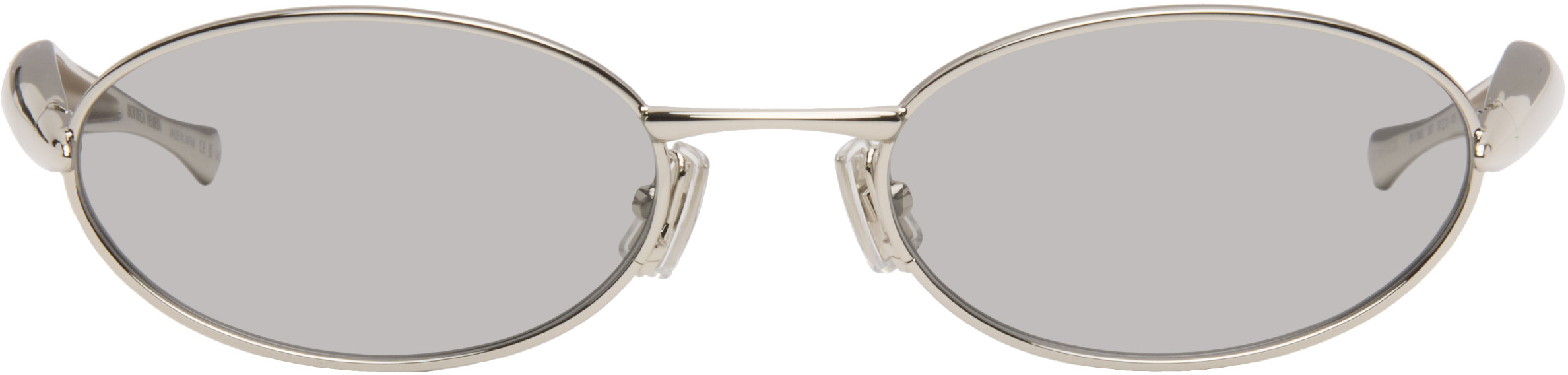 Bottega Veneta Silver Sardine Oval Sunglasses | SSENSE