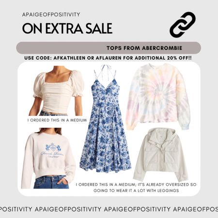 i just purchased the white top (size M), tie dye crew neck (size M), blue dress for summer trip next year, and the white cargo jacket (I love it - size M)

Use code AFKATHLEEN or AFLAUREN for 20% off on additional sale 



#LTKitbag #LTKunder50 #LTKsalealert