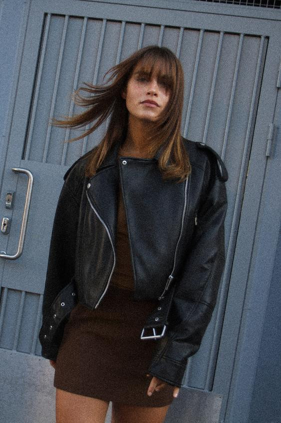 FAUX LEATHER CROP BIKER JACKET | Zara US