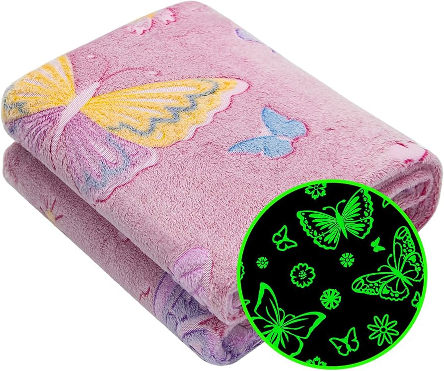 Glow in The Dark Blanket, for Kids Girls, Fuzzy Cozy Warm Soft Throw Blanket for Couch Bed Sofa, ... | Amazon (US)
