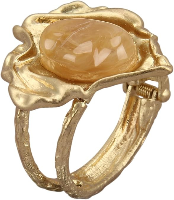 Gold Cuff Bracelet for Women Silver Beaded Bracelets Open Bangle Stackable Stretch Bead Bracelet ... | Amazon (US)