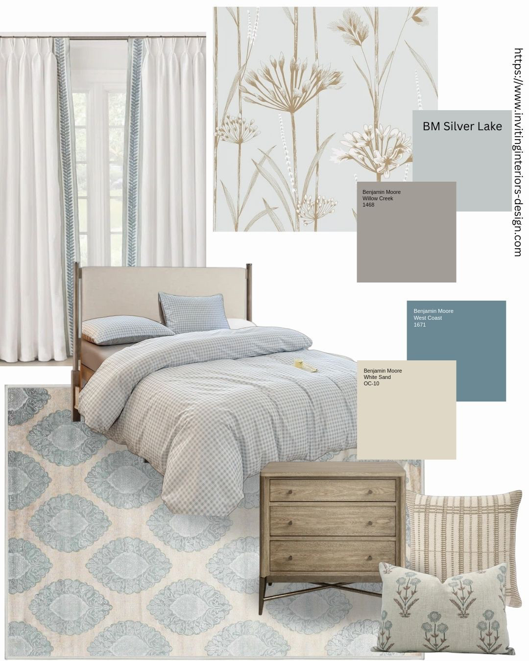 The gingham bedding keeps it fresh and charming, the wood nightstand warms everything up, and the mix of pillows brings in just enough pattern to make the bed feel finished — not overdone.
Design tip: when you’re working with soft coastal colours, repeat your blues, beiges, and warm wood tones at least three times throughout the room. That’s what makes a space feel intentional instead of simply “pretty.”
This is coastal, but elevated. Calm, layered, and designed with purpose. 

 #LTKsummer #LTKhome #LTKstyletip