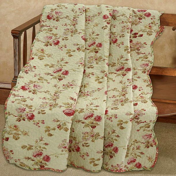 Cozy Line Vintage Rose Floral Print 100% Cotton Quilted Throw Blanket | Walmart (US)