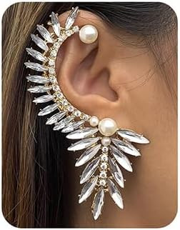 Wiwpar Crystal Leaf Climbers Crawler Earrings Sparkly Rhinestone Ear Clip Asymmetry Right Ear Cuf... | Amazon (US)