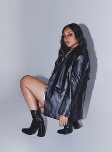 Jocelyn Faux Leather Blazer Black | Princess Polly US