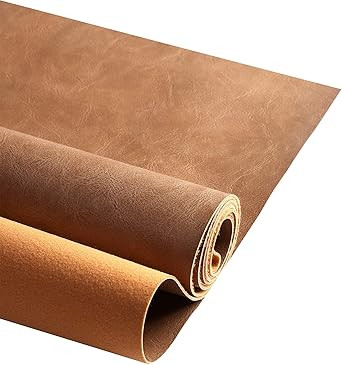 Soft PU Leather Upholstery Fabric 1.2mm Thick Upholstery Leather Distressed Bark Fabric(Khaki,72"... | Amazon (US)