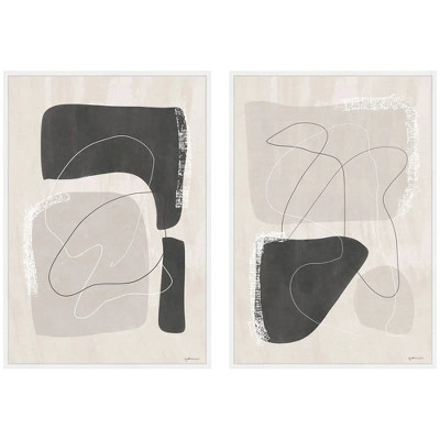 Kate and Laurel Abstract Shapes 01 & 02 2 Piece Framed Canvas Wall Art Set by Gabrielly Guedes, Sylvie White, 2 Piece Set 23x33 | Target