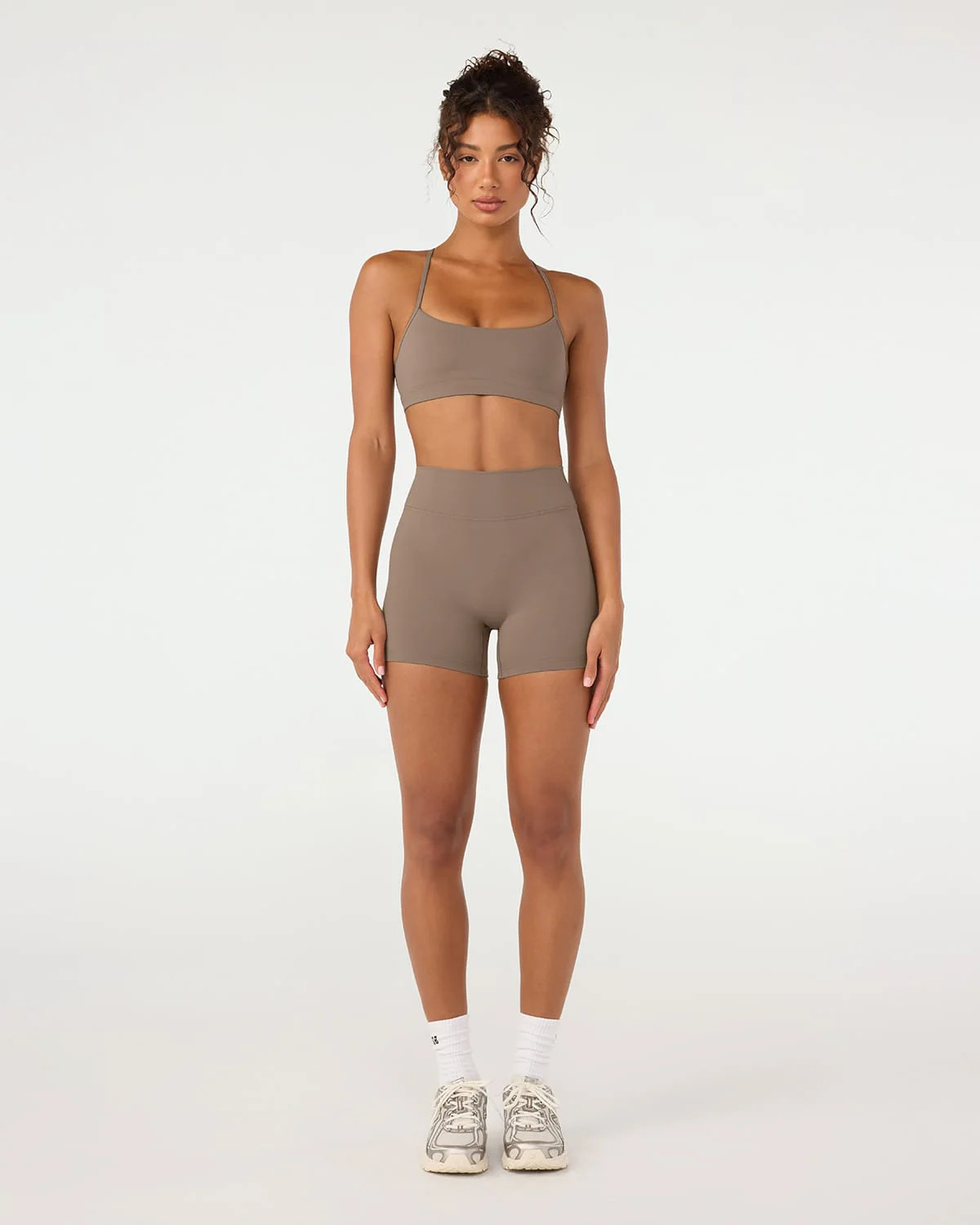 Fade Invisible Scrunch Shorts 4" | Mocha | Crop Shop Boutique US