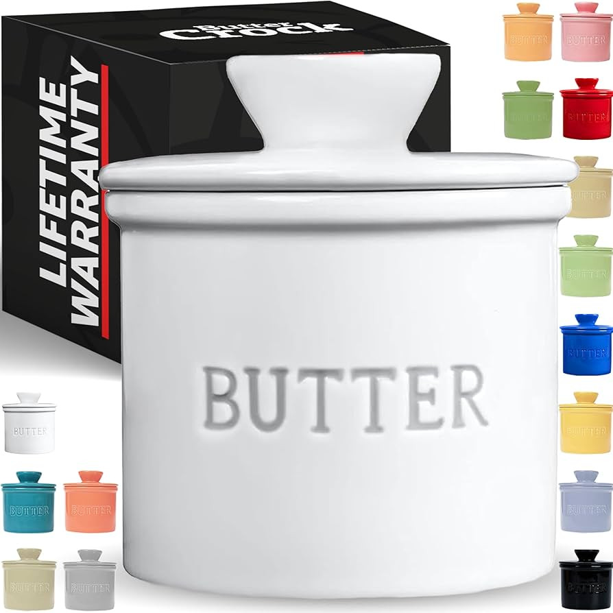PriorityChef French Butter Crock with Lid, Get on Demand Spreadable Butter, Ceramic Butter Keeper... | Amazon (US)
