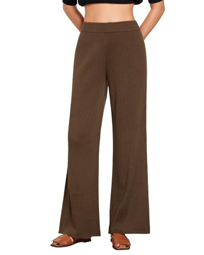 GRAPENT Loose Pants for Women Pants for Womens Fashion Plus Size Lounge Pants for Women Brown Wide Leg Pants High Waisted Pants for Women Casual Coffee Brown Size XX-Large US Size 20 to Size 22 | Amazon (US)
