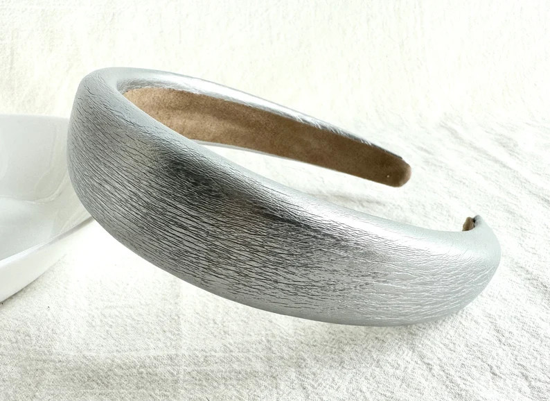 Silver leather headbands, wide headbands, padded headbands, women's headbands, hair accessories | Etsy (UK)