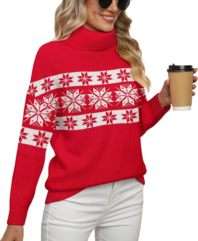 Jouica Women 2025 Fall Casual Turtleneck Batwing Sleeve Chunky Oversized Ribbed Knit Tunic Sweate... | Amazon (US)