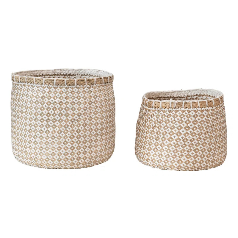 Bayou Breeze Hand-Woven Seagrass and Paper Baskets with Pattern | Wayfair | Wayfair North America