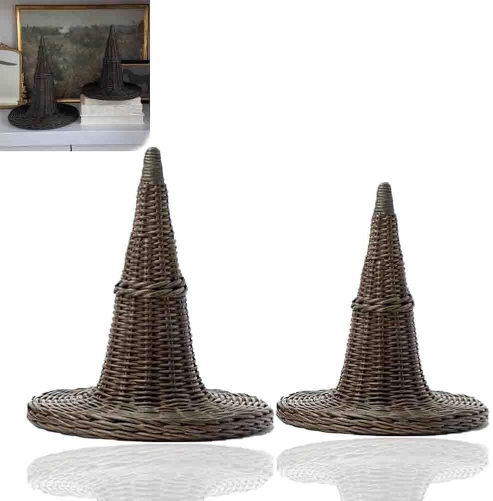Wicker Witch Hat,Halloween Wicker Witch Hat Halloween Decor,Halloween Party Supplier Indoor Hallo... | Amazon (US)