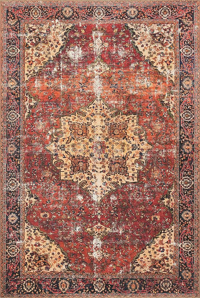 Loloi II Loren Red/Navy 7'-6" x 9'-6" Area Rug | Amazon (US)