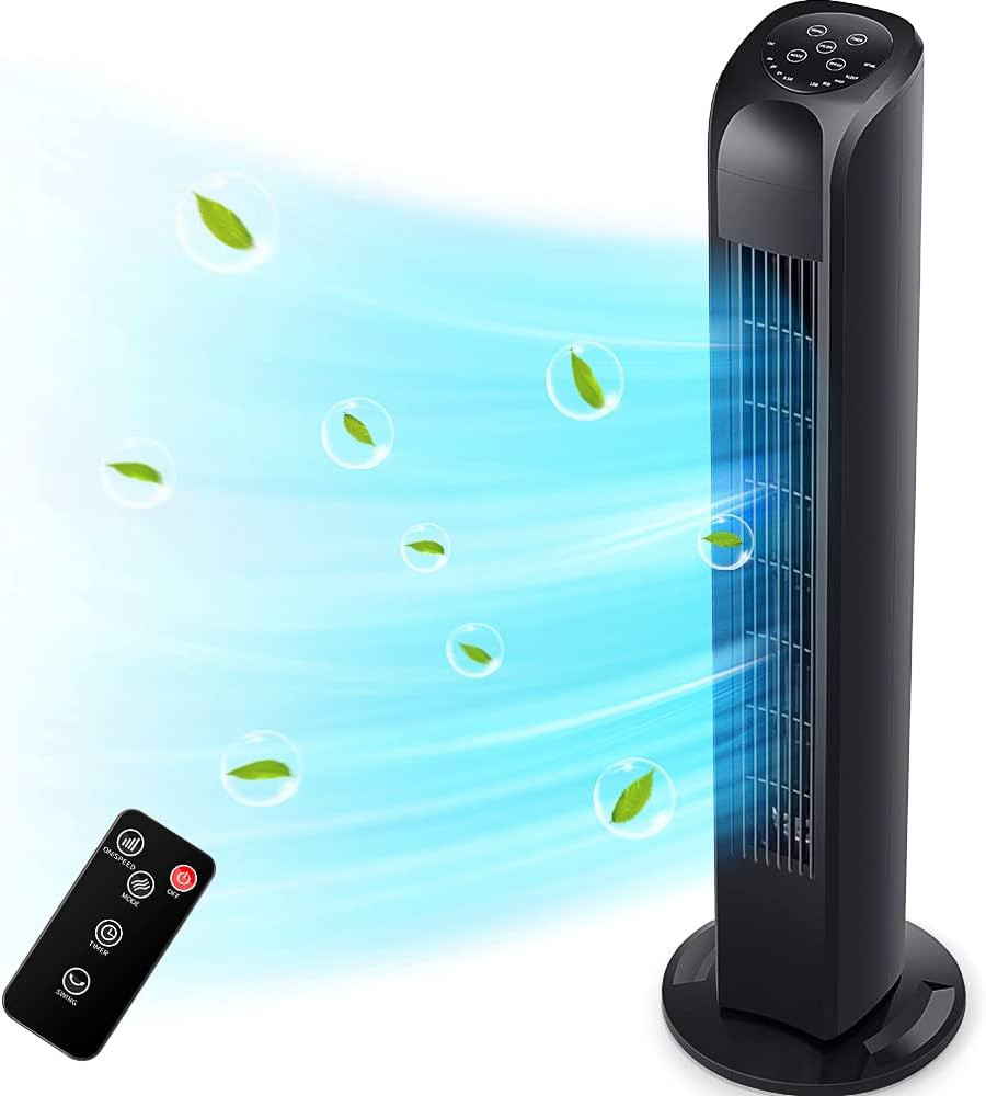 Oscillating Tower Fan with Remote, Electric Standing Tower Fan Floor Fan for Bedroom Indoor Offic... | Amazon (US)