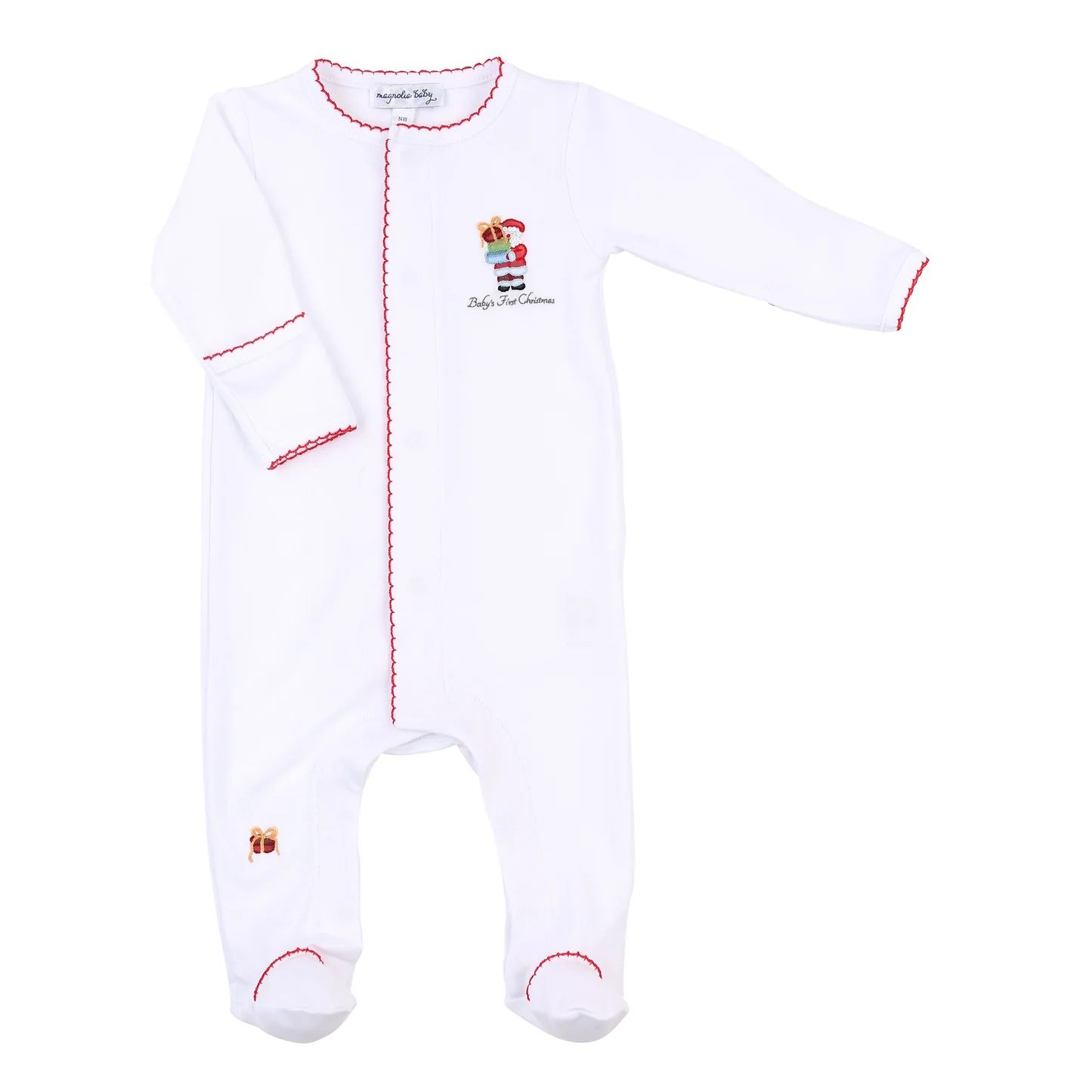 Magnolia Baby Baby's First Christmas Embroidered Footie | JoJo Mommy