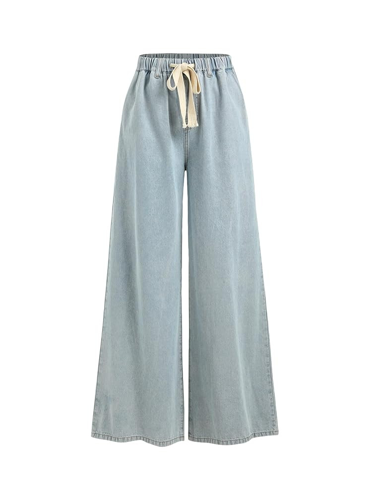 CIDER Wide Leg Jeans High Wasited Drawstring Baggy Denim Pants with Pockets | Amazon (US)