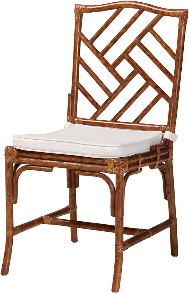 Bali & pari Rio Marbled Tortoise Natural Rattan Dining Chair - Handwoven Wicker Accent Side Chair... | Amazon (US)