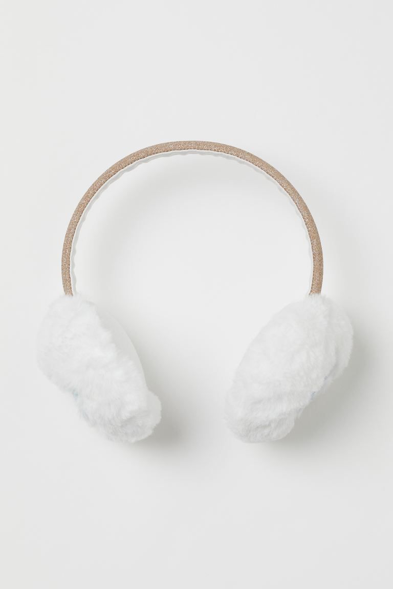 Padded earmuffs in glittery faux leather and faux fur with an embroidered design. Adjustable head... | H&M (US + CA)