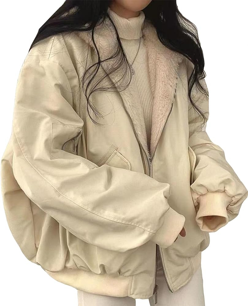 Antinson Womens Fleece Lined Jacket Reversible Zip Up Fuzzy Faux Fur Hoodie Oversized Warm Sweats... | Amazon (US)