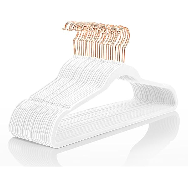 MIZGI Premium Kids Velvet Hangers (Pack of 50) with Copper/Rose Gold Hooks,Space Saving Ultra Thin,N | Amazon (US)