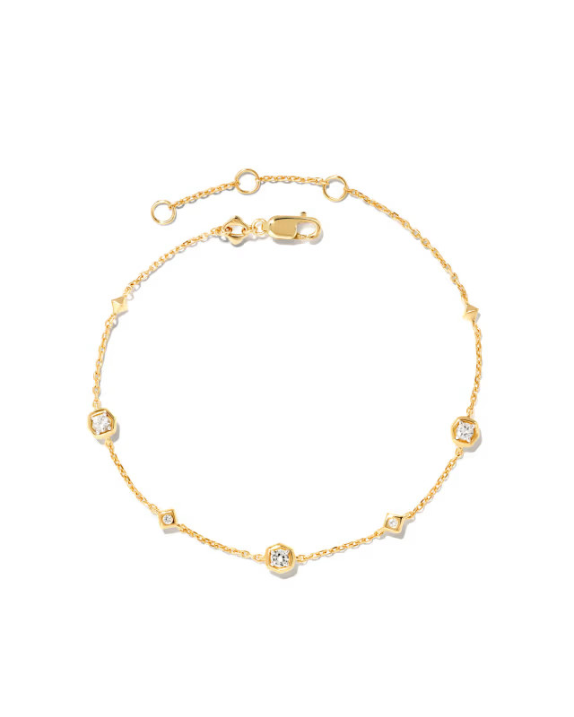 Davie 18k Gold Vermeil Trio Delicate Bracelet in White Sapphire | Kendra Scott