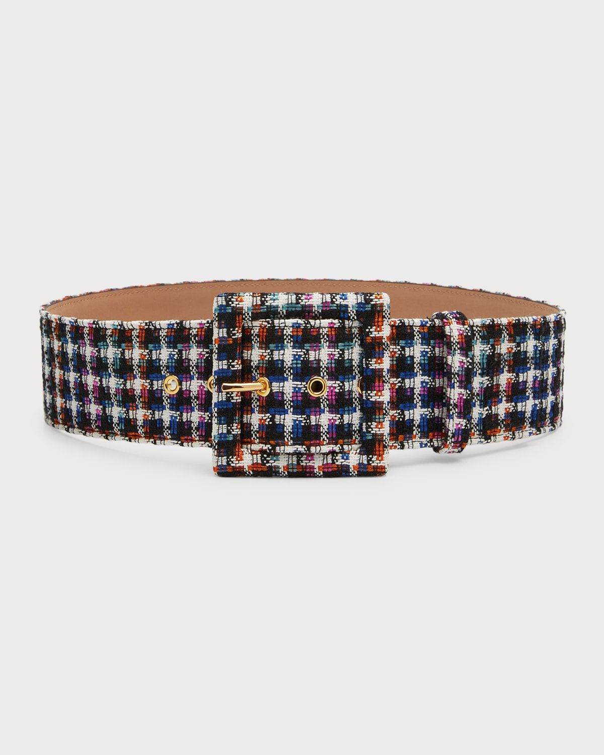 Square-Buckle Wide Tweed Belt | Neiman Marcus