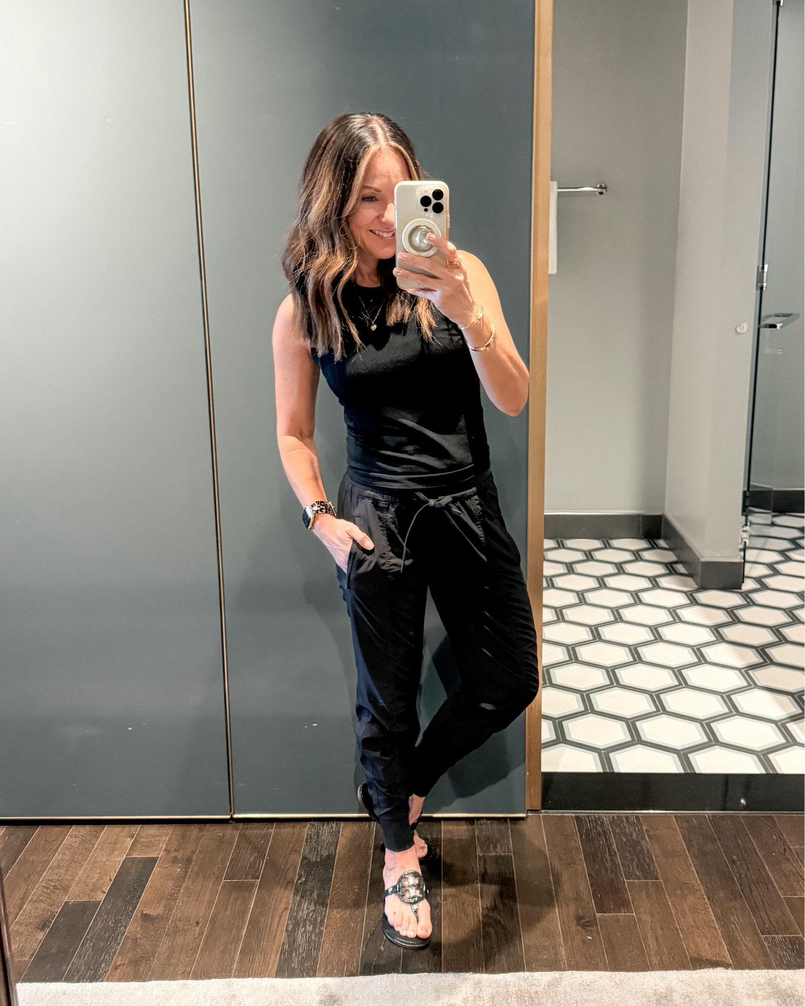 My travel outfit to #LTKCon 
Pants 0 petite 
Top small
These Athleta tops are so good! I have them in 5 colors! I do size up to a small in these were added length. The joggers are the comfiest joggers you will ever ever find! They’re lightweight breathable have zipper pockets and they just look amazing and feel amazing! 

#LTKFitness #LTKOver40 #LTKTravel