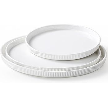 Dizada Round Serving Platters 3-Pack (12.8"/10.8"/8.8") - White Porcelain Serving Trays for Veggi... | Amazon (US)