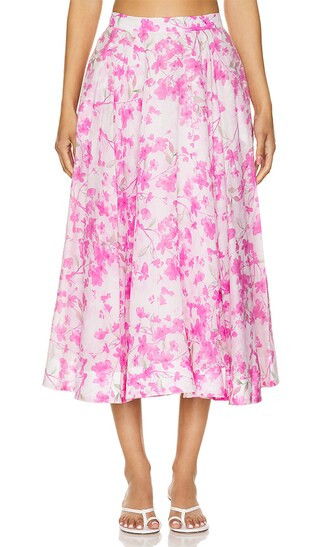 Mirabelle Midi Skirt in Pink Floral | Revolve Clothing (Global)