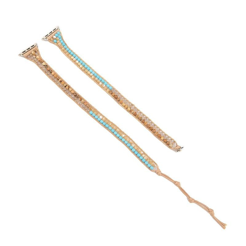 Turquoise & Shell on Natural Apple Watch Strap | Victoria Emerson