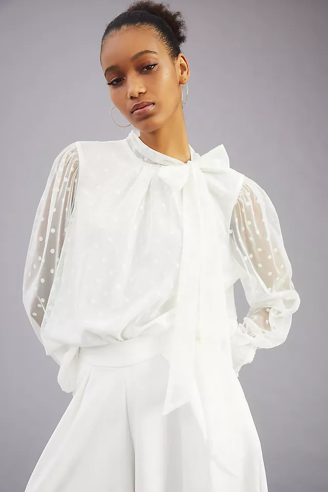 Maeve Tulle Neck-Tie Blouse | Anthropologie (US)