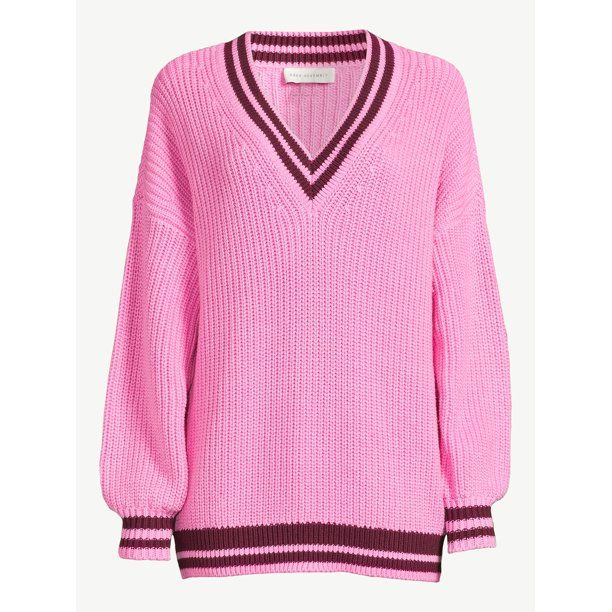 Free Assembly Women's Wide V-Neck Sweater with Long Sleeves - Walmart.com | Walmart (US)