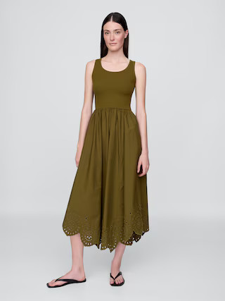Mixed Media Handkerchief Hem Midi Dress | Gap (US)