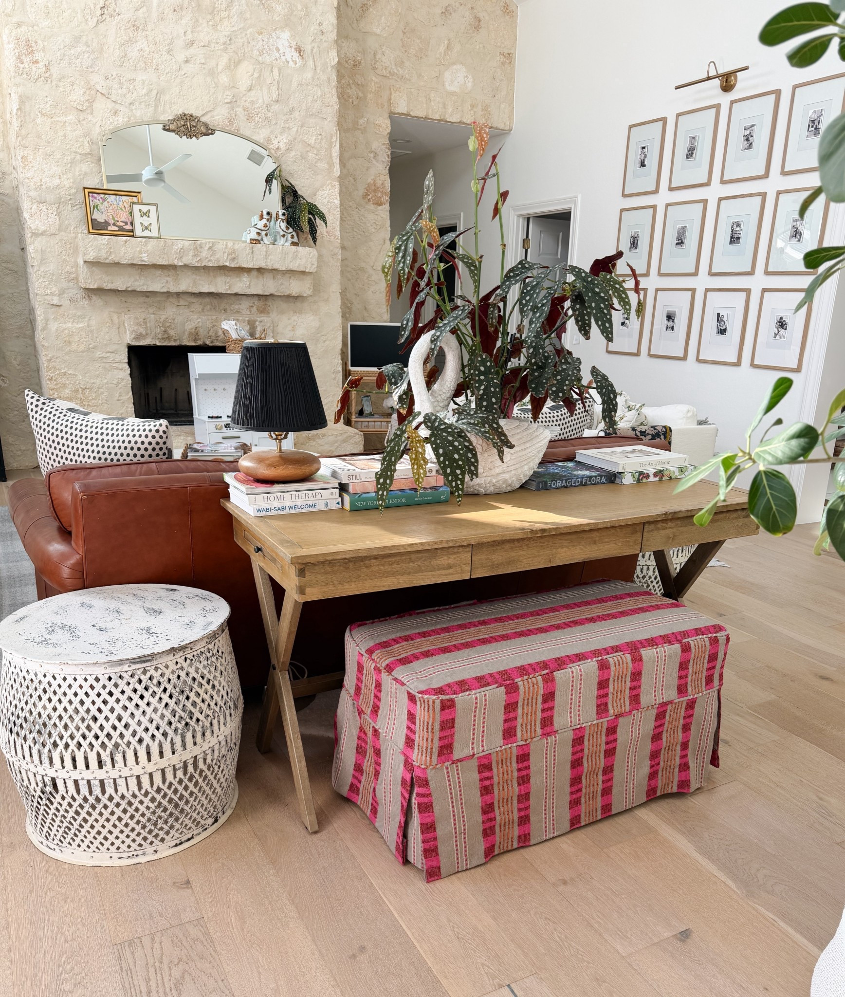 DIY kick-pleat ottoman slip cover  