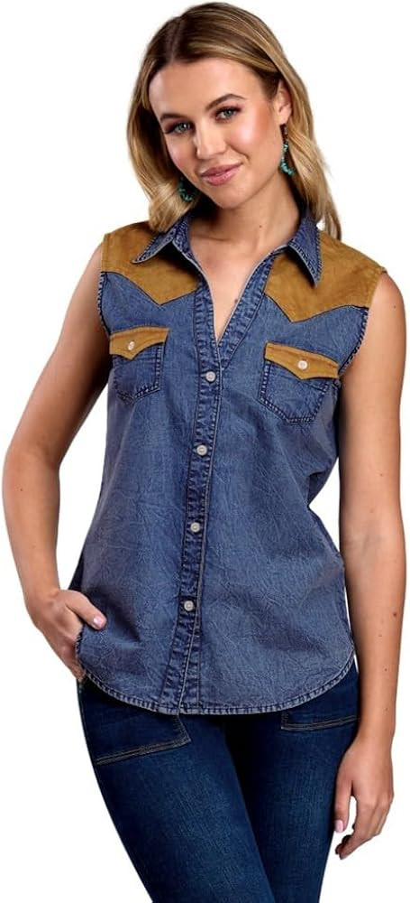 ROPER Western Shirt Womens Sleeveless Denim 03-052-0594-2060 BU | Amazon (US)