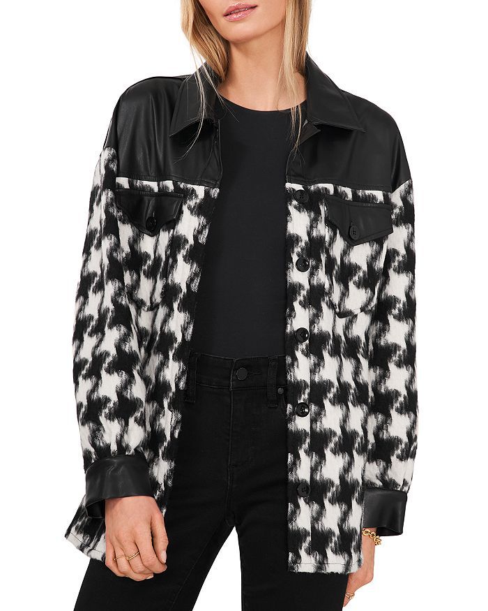 VINCE CAMUTO Houndstooth & Faux Leather Shirt Jacket Back to Results -  Women - Bloomingdale's | Bloomingdale's (US)