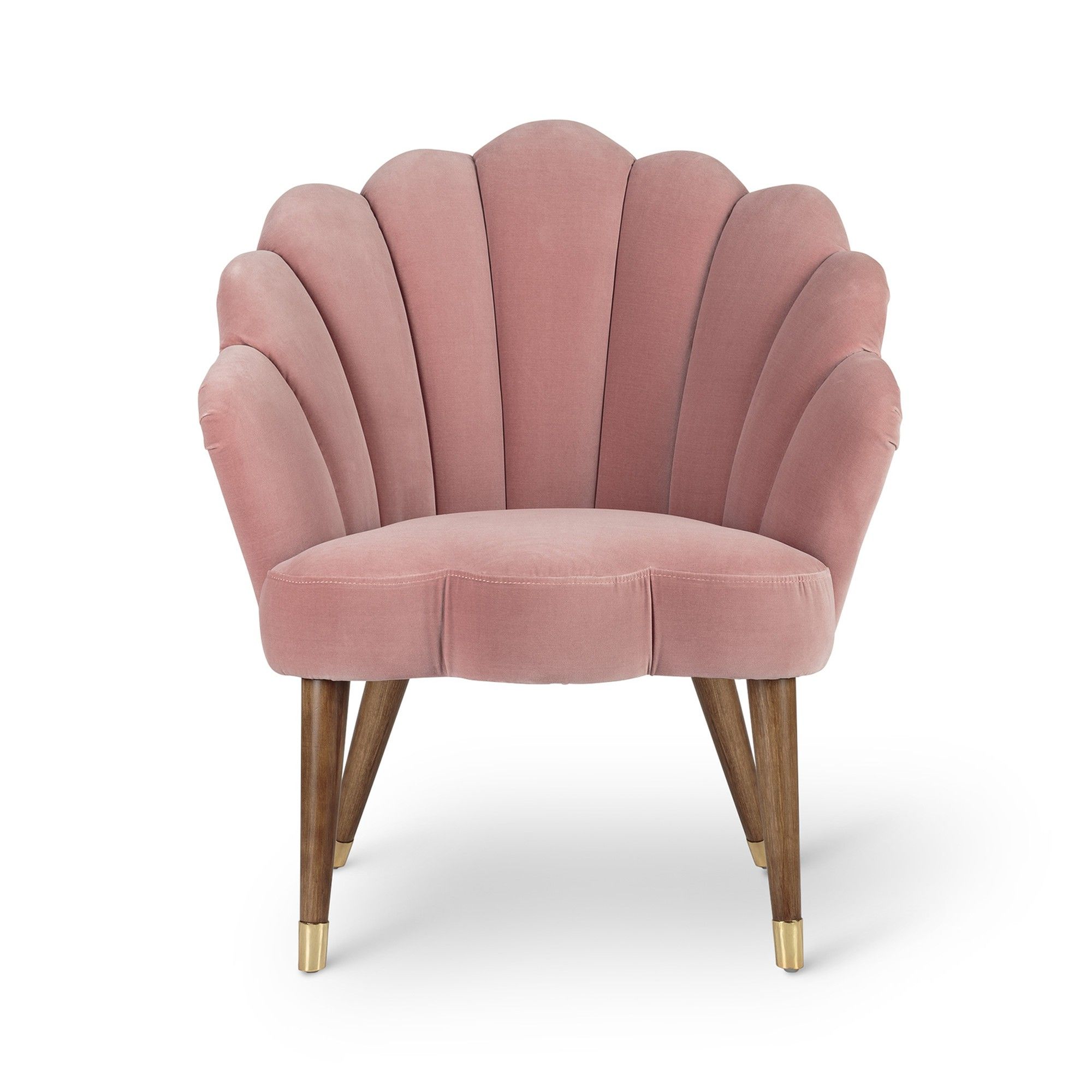 Flora Scalloped Dusty Pink Velvet Armchair | Oliver Bonas (Global)