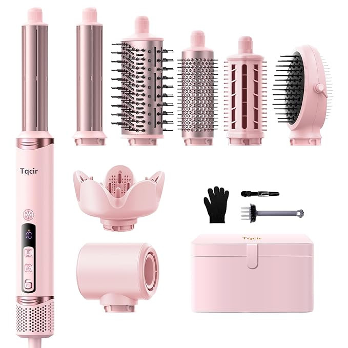 8-in-1 Professional Hot Air Styler&Hair Dryer Brush, Powerful Multi-Styler with Auto-Wrap Curler ... | Amazon (US)