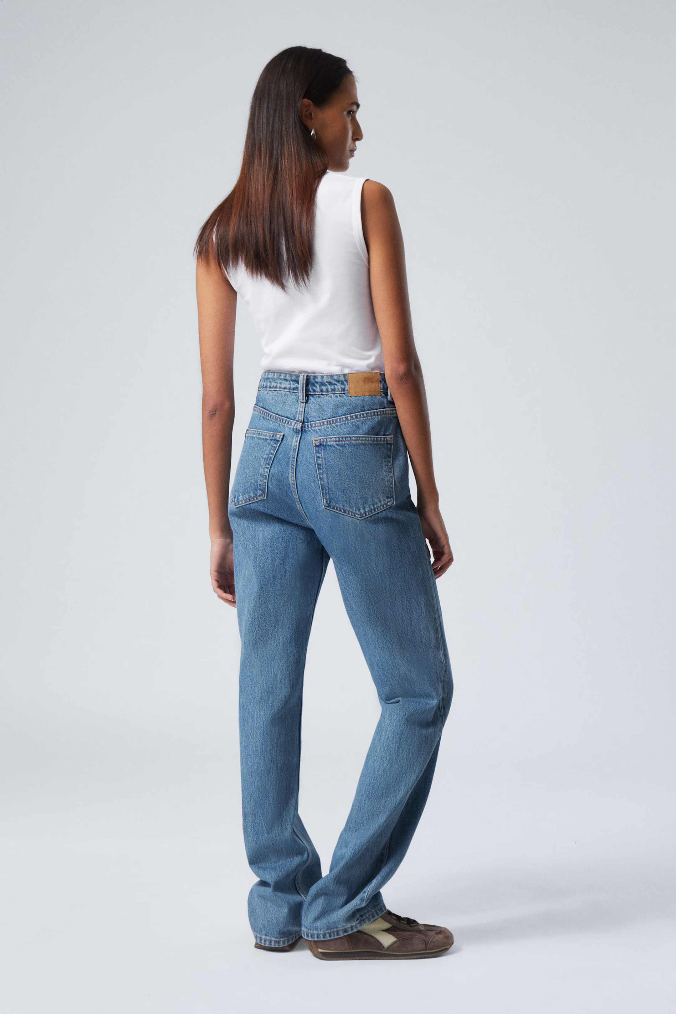 Rowe Super High Waisted Regular Straight Leg Jeans | Weekday