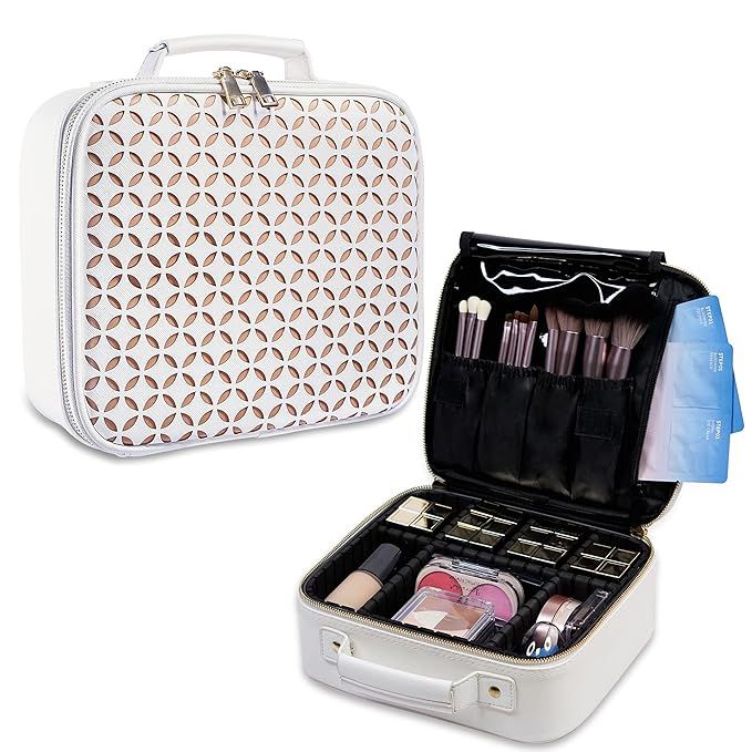 L'GLADKING Professional Makeup Case Makeup Organizer Bag for Women with Brush Holder Waterproof M... | Amazon (US)